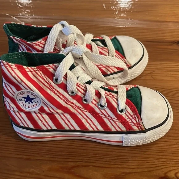 Christmas Candy Cane Converse  All Star High top kids 7 - Picture 3 of 10